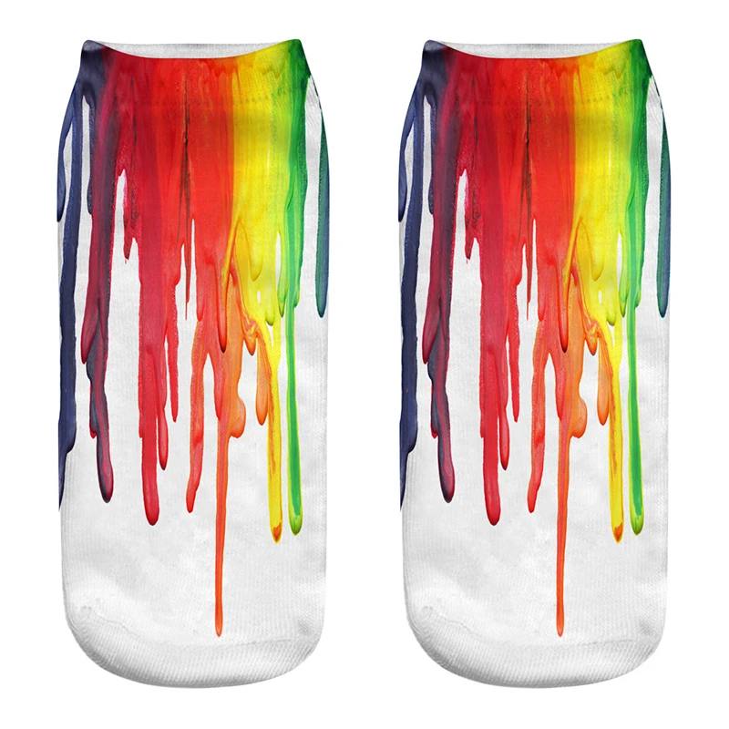 

Personality 3D Printing Women Short socks Funny graffiti colourful painting Printed Funny Ankle Cotton Socks Female