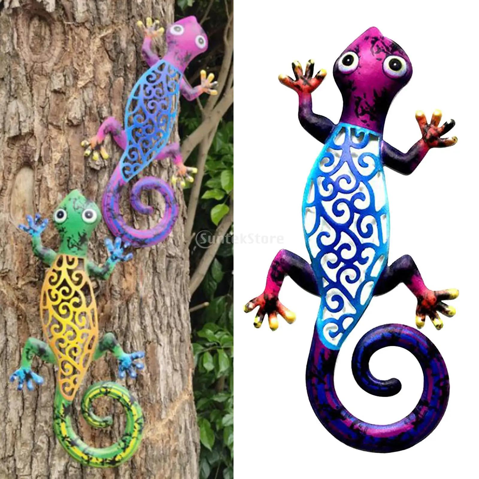 Железные художественные украшения Gecko наружная металлическая ящерица