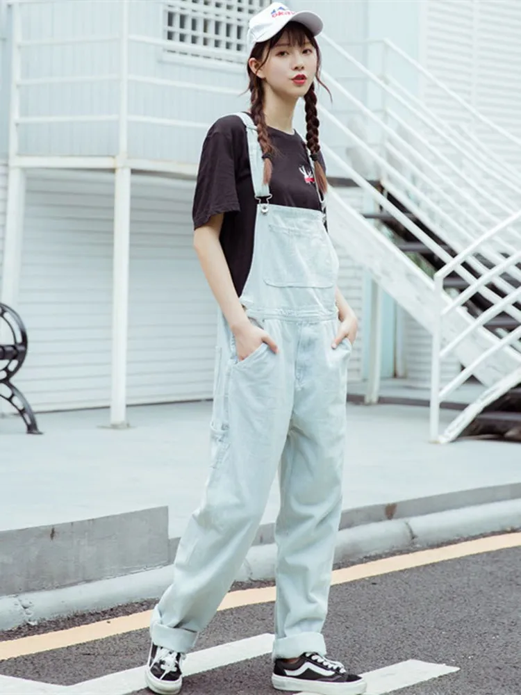 Бесплатная доставка 2021 модный светильник синий джинсовый комбинезон свободного