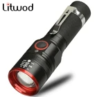 Светодиодный фонарик Litwod XM-L T6, водонепроницаемый светильник онарь с микро-USB портом, 4 режима, масштабируемый для кемпинга, походов