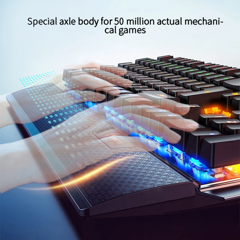 

104Keys USB 7 Color RGB Aluminum Alloy Esports Gaming Keyboard with Mobile Phone Stand Volume Adjustment Knob