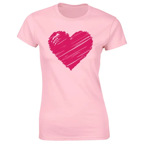 

new fashion heart graphic high quality T shirt all-match 100% cotton print short sleeve casual O-neck Streetwear ladies tops