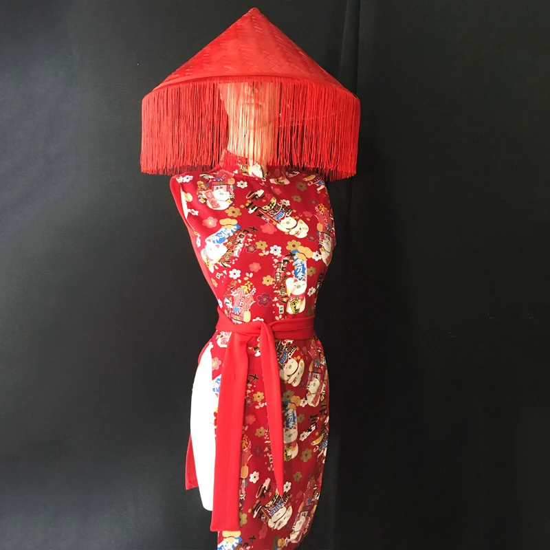 Новый женский сексуальный костюм чонсам красное платье танцевальная одежда для