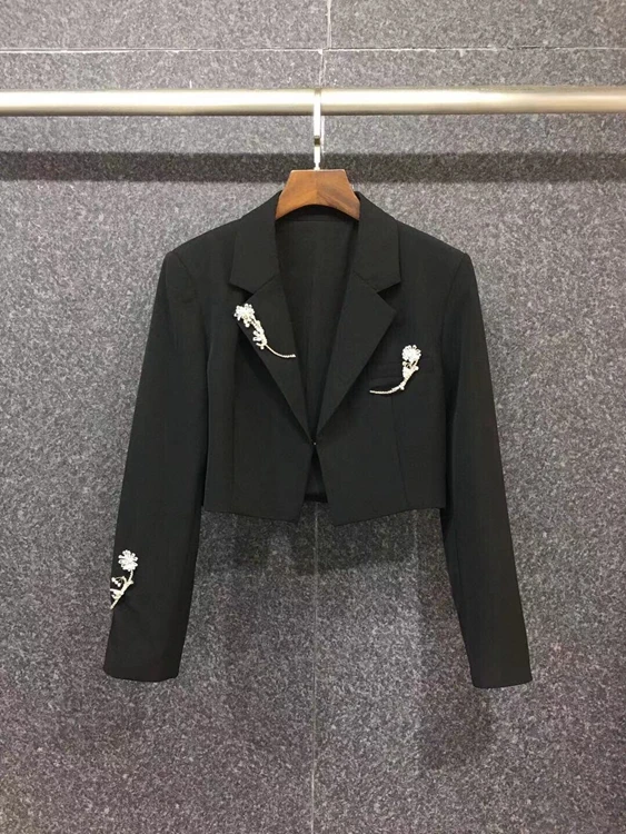 

2021 Новый женский модный корсаж, короткий модный блейзер с бисером 916