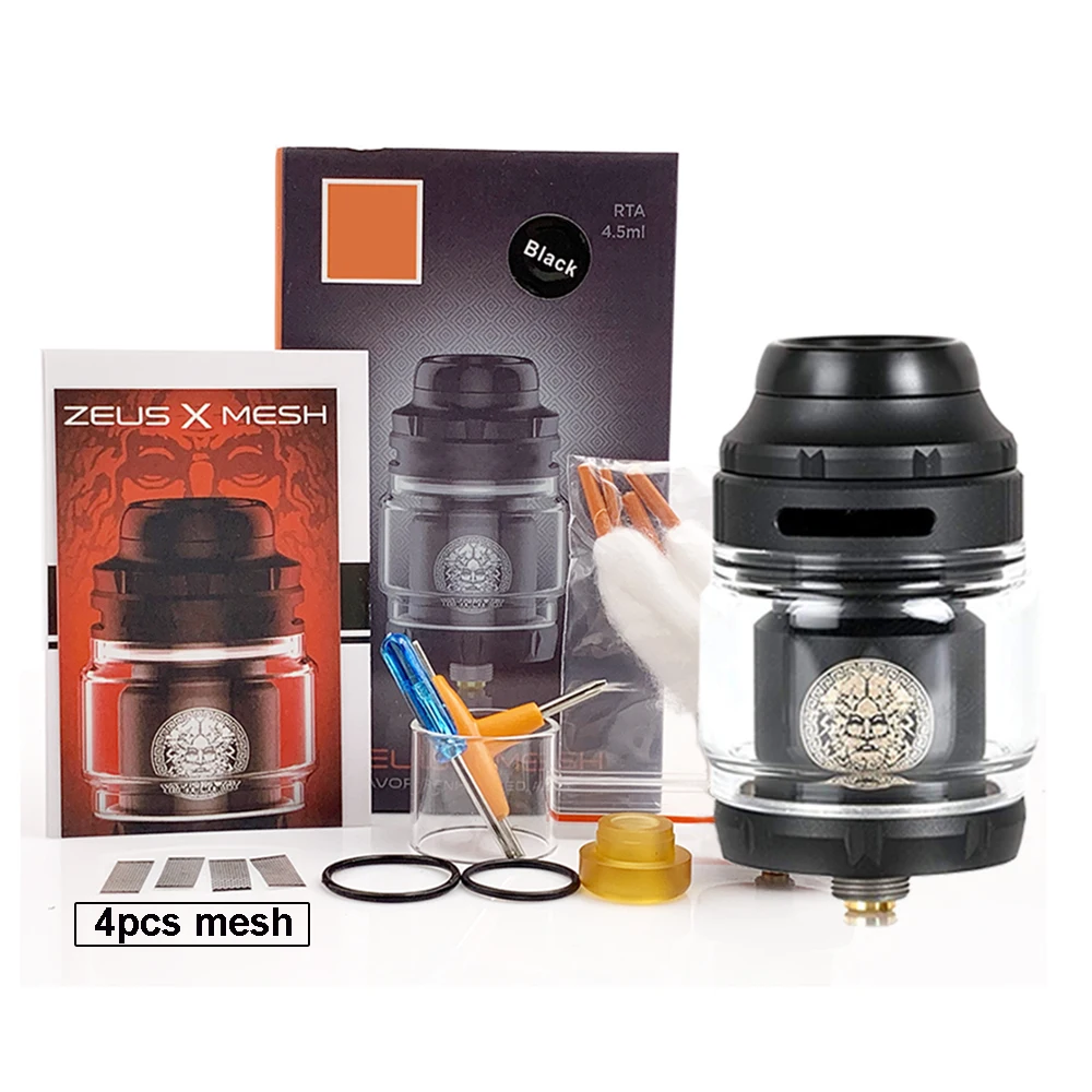 Атомайзер RunVape Zeus X Mesh RTA 25 мм бак 4 5 мл с A1 сетчатая катушка вейп из хлопка 810 Delrin