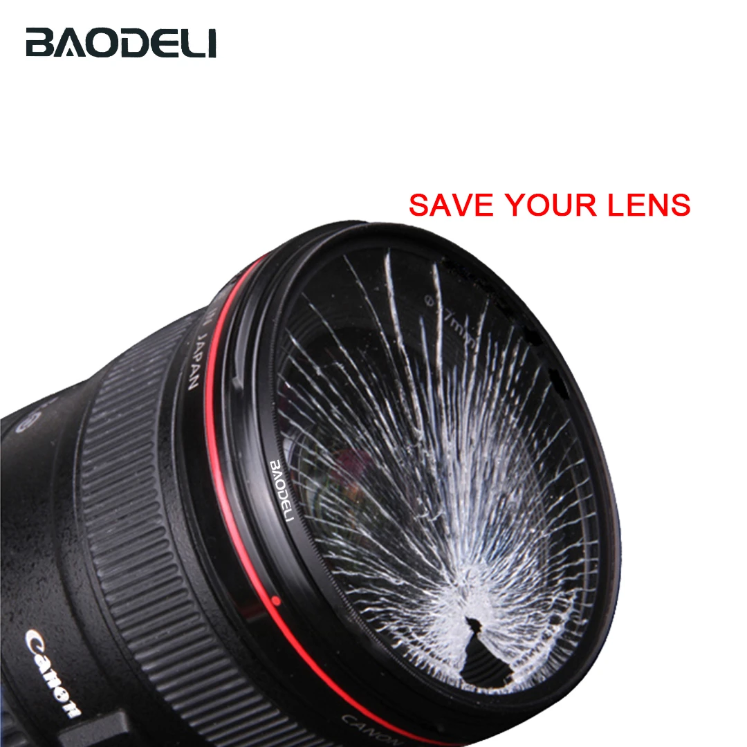 УФ фильтр BAODELI для камеры Canon M50 T6 6d 600d Nikon D3200 D3500 D5100 D5600 Sony A6000 37 46 49 52 55 58 67 72 77 82