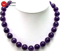 qingmos 12mm round natural purple jades necklace for women with natural round dark purple stone necklace 17 choker jewelry