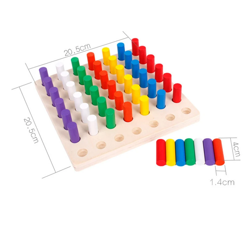 

Wooden Toys Finger Grab Board Color Plug Stick Montessori Educational Toy Sensory Training Color Discrimination Board