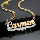 Индивидуальная двухслойная двухцветная табличка с именем сердца, персонализированная позолоченная нержавеющая сталь, ожерелье с именем, ювелирные изделия для женщин