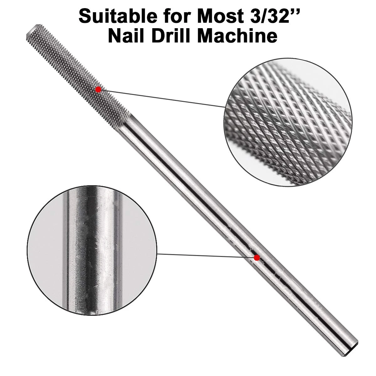 

Tungsten Nail Drill Bit 3XF Nail Art Manicure Pedicure Professional Home & Salon Use Nature Nail Buffer Bit for Cuticle Remove