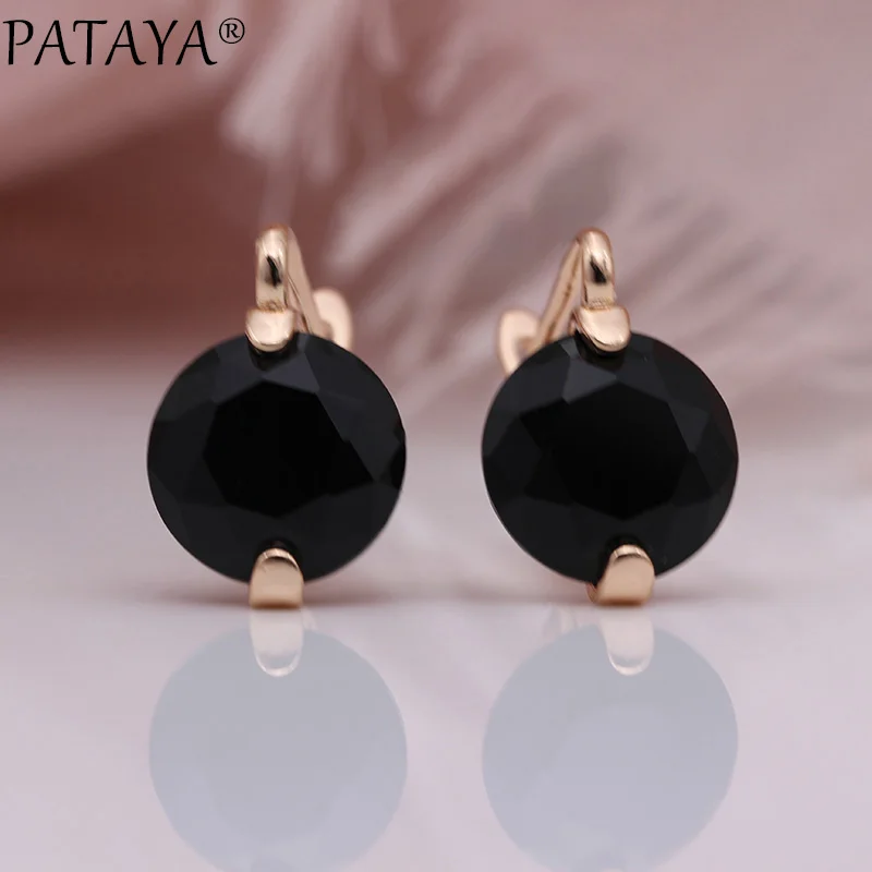 Black 11,11 PATAYA, новинка, специальная цена, женские длинные круглые серьги, сферические серьги, 585 розовое золото, круглый натуральный циркон, модное ювелирное изделие - Окраска металла: Black