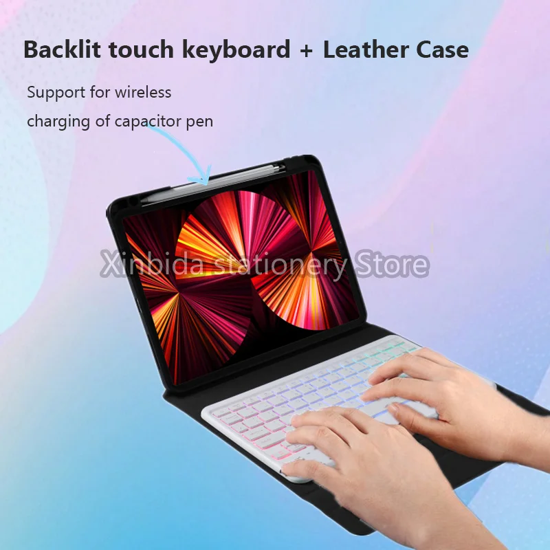 

2021 Ipadpro11 Bluetooth сенсорная клавиатура с подсветкой меняющая цвет Противоударная Защитная крышка 9,7 слот для зарядки клавиатуры с подсветкой