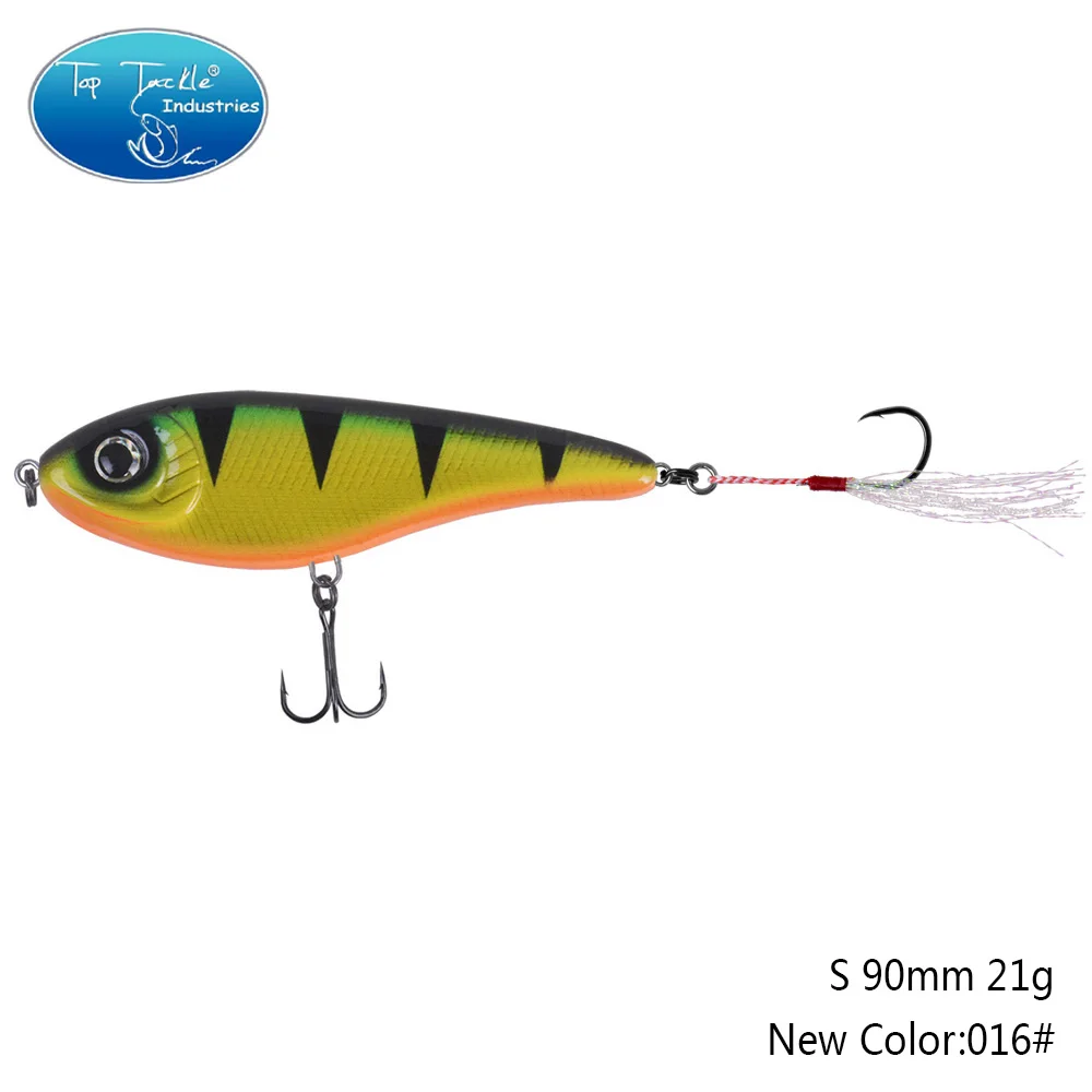 90mm 21g 016 90 мм 21 г цвета от 001 до 035 Тонущая Мускусная Щука искусственная рывковая приманка с одним крюком перьевая приманка для рыбалки - Цвет: 90mm 21g 016