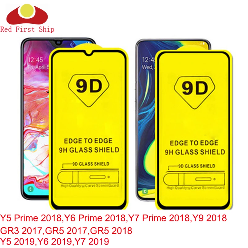 

100 шт./лот 9D закаленное стекло для Huawei Y5 Y6 Y7 Prime Y9 2018 защита для экрана GR3 GR5 2017 Y5 Y6 Y7 2019 Защитная пленка для фильма 9H
