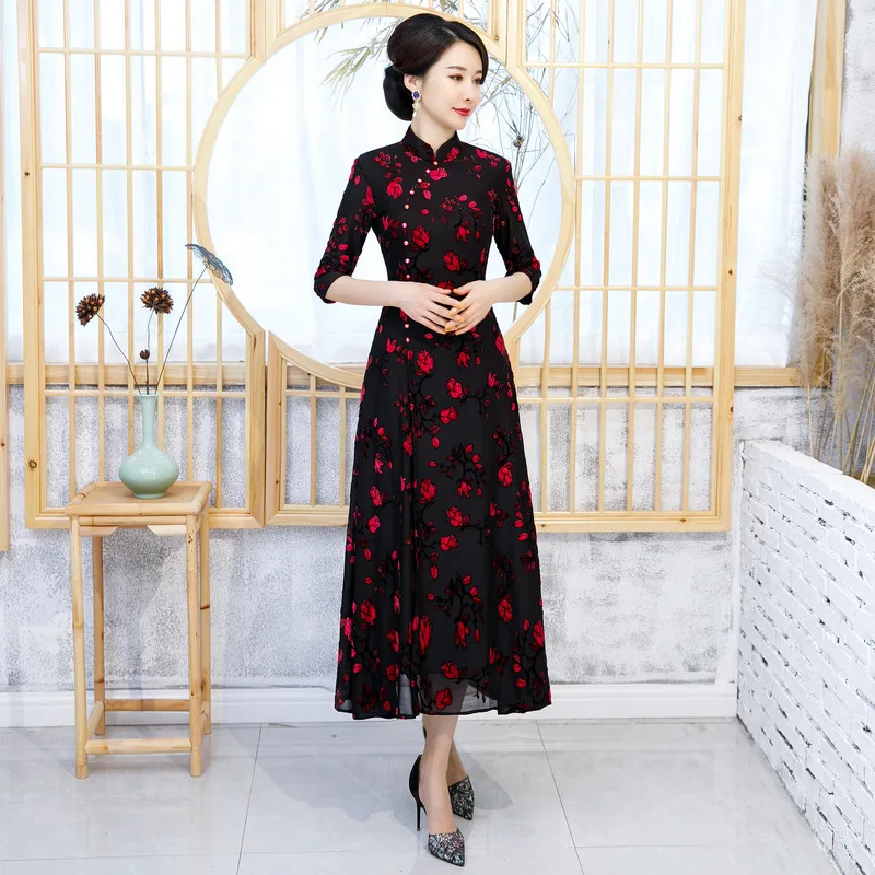 Новое поступление в китайском стиле для Женщин Шелковое Cheongsam Qipao Элегантный