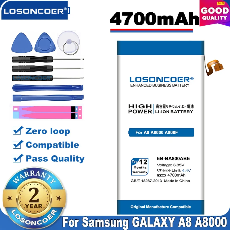 100% Оригинальный аккумулятор LOSONCOER 4700 мАч для Samsung GALAXY A8 A8000 A800F A800S A800YZ + Бесплатные