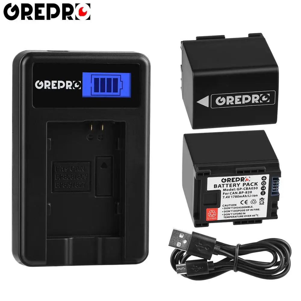 Аккумулятор для камеры 1780 мАч BP-820 BP 820 + зарядное устройство с ЖК-дисплеем и USB Canon