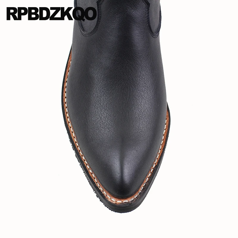 С натуральным лицевым покрытием размера плюс в ковбойском стиле ботинки с острым
