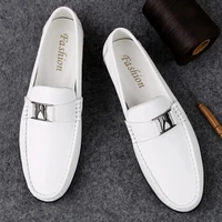 genuine leather loafers men luxury shoes penny black and white mens slip on office cow spring autumn oxford italian slip on