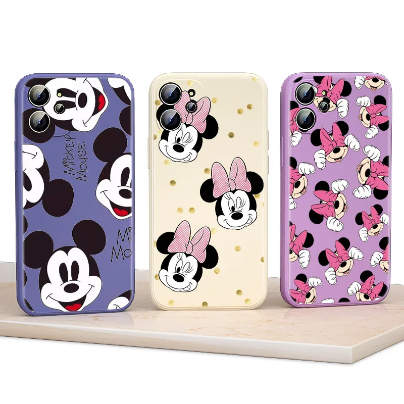 Liquid Silicone Soft Cover Minnie Mouse Bowknot For Apple IPhone 13 12 Mini 11 Pro XS MAX XR X 8 7 6S SE Plus Phone Case
