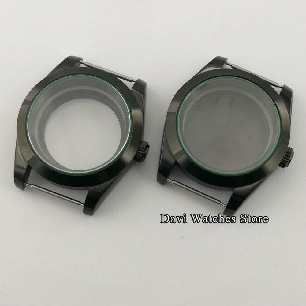 

40mm Sapphire Black PVD Watch case Fit NH35 NH36,ETA 2836,DG 2813/3804 Miyota 8205/8215/821A Movement
