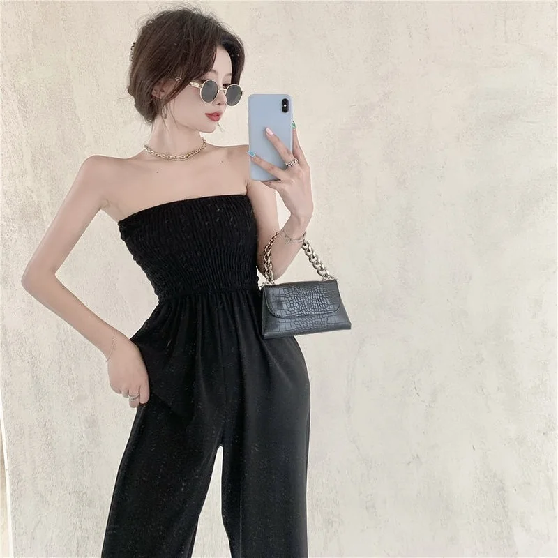 Комбинезон женский эластичный простые однотонные брюки в полную длину с