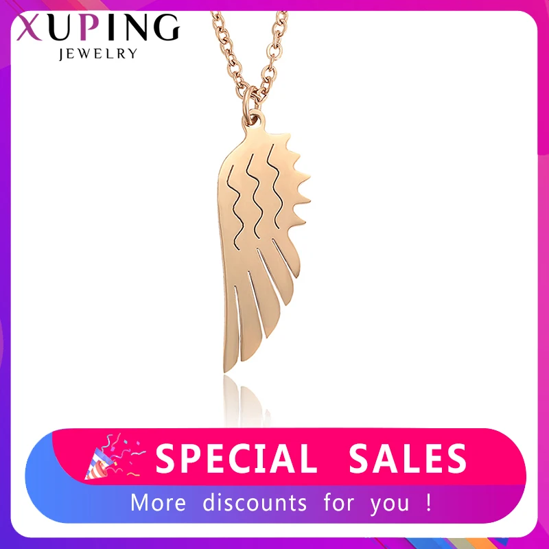 Rose Gold Color Ожерелье Xuping Characteristical в форме крыла, покрытое розовым золотом, для женщин, цепочка, изысканное ювелирное изделие, семейный подарок, S137.4-45751 - Окраска металла: Rose Gold Color