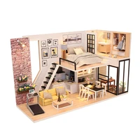 diy wooden blocks doll house fashion loft miniature model building kit toys creative birthday christmas children gifts