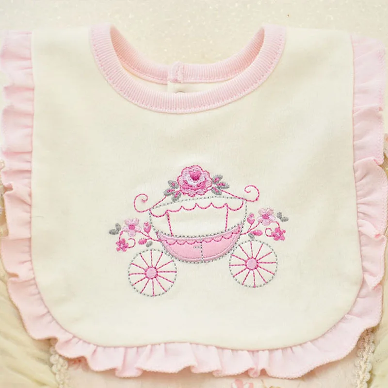 Baberos de algod&oacute;n de doble capa para beb&eacute;, toalla de Saliva de encaje rosa, ropa de eructo para ni&ntilde;a y ni&ntilde;o, Babador de alimentaci&oacute;n para beb&eacute;-2