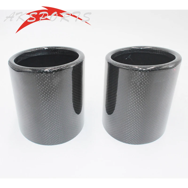 

1PC Car Universal Case Exhaust Tip housing Carbon Fiber Exhaust Glossy Muffler Pipe Tip Cover With Full Carbon