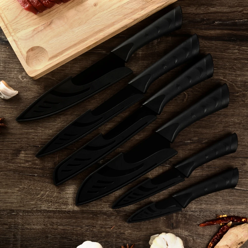 Набор кухонных ножей из нержавеющей стали 1/6 шт. модные ножи шеф повара черной с