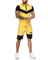 men athletic tracksuit short sleeve shirt shorts set 2 piece outfits sportswear