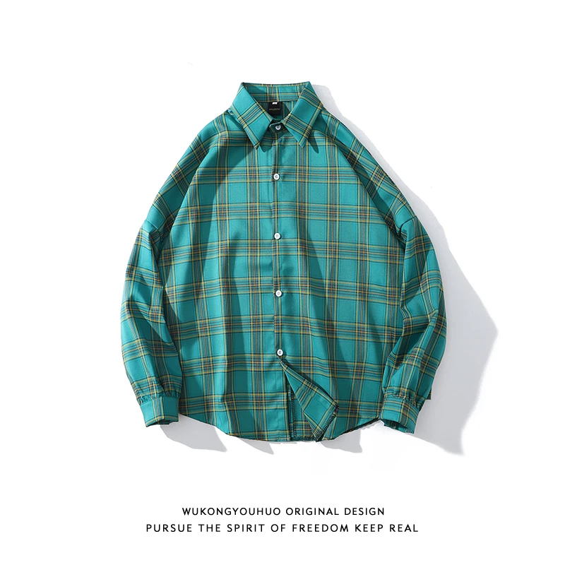 

Korean Plaid Shirt Men Long Sleeve Vintage Clothes Mens Shirts Casual Slim Fit New Chic Camisa Cuadros Mens Clothes EB50CS