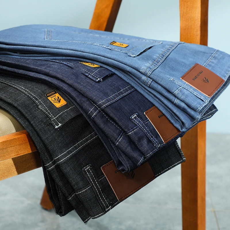 Джинсы мужские классические прямые из модала брюки повседневные Прямые джинсы в