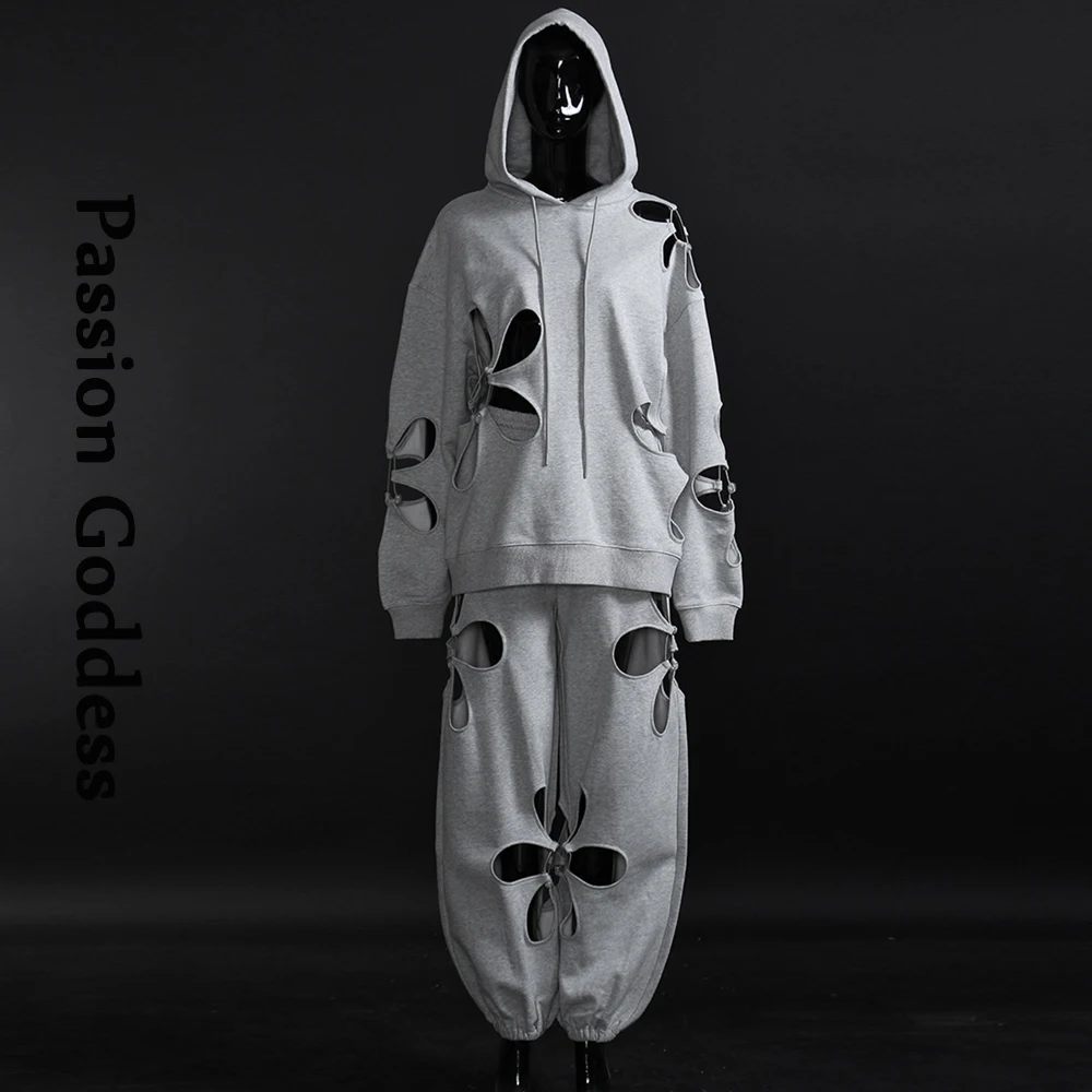 Женские спортивные костюмы из 2 предметов толстовка с вырезом в виде лепестков