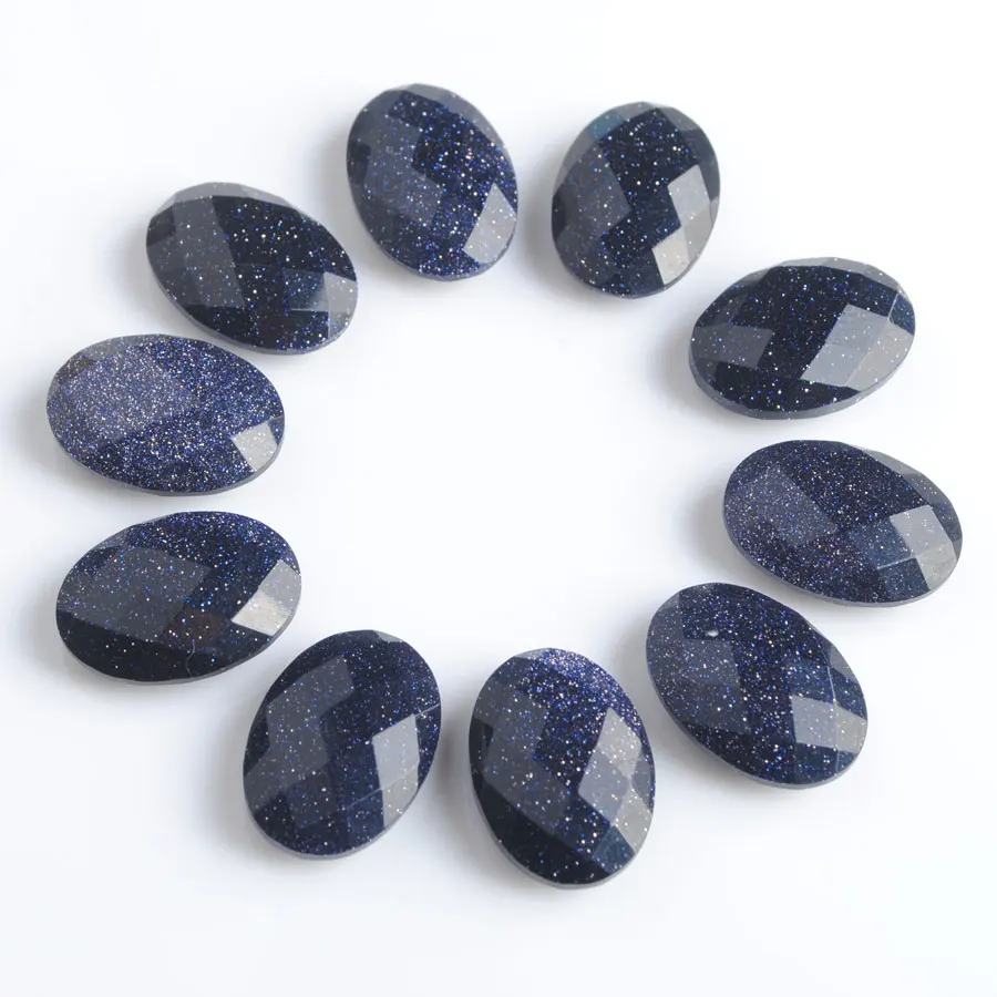 

Oval Bead Natural Stone Blue Sand Facted 13x18x6 mm Cabochon Beads for Jewelry Ring Making Necklace DIY PZ9033