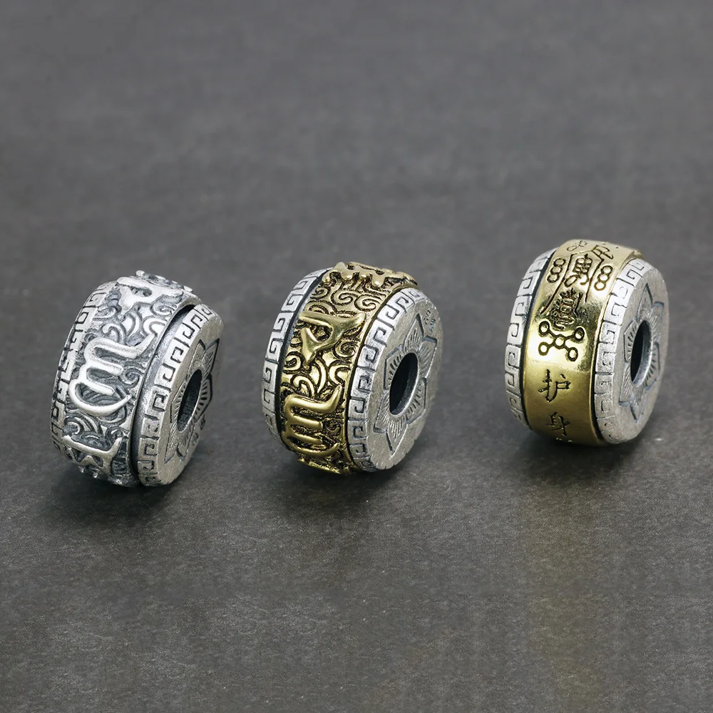 Подвеска в виде мантры лотоса из серебра 990 пробы с шестью словами вращающаяся