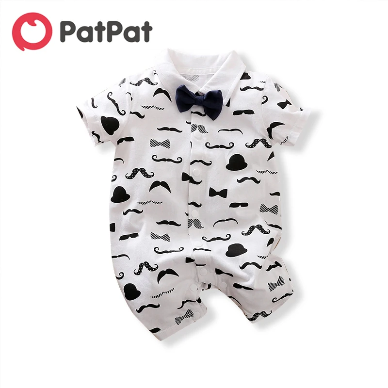 

PatPat 2020 New Summer and Spring Baby Boy Beard Allover Short-sleeve Romper Baby & Toddler Boy One Pieces Jumpsuits