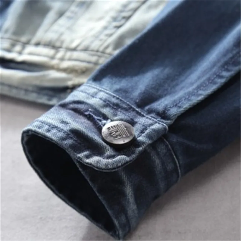 

Fashion Motorcycle Denim Jackets Male Turn-down Collar Vintage Irregular Zipper Cotton Jeans Jacket Men Autumn Winter DS50937