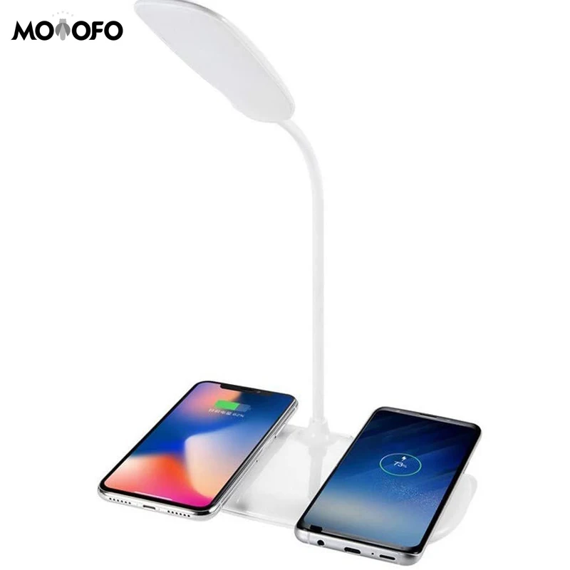 Настольная светодиодная лампа 2 беспроводных телефона быстрая зарядка зарядное