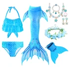 Детский костюм Русалочки PrettyGirl, купальный костюм для косплея, Пляжное бикини с хвостом, с моноластами