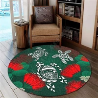 hawail lehua flowers turtle poly round carpet 3d printed non slip mat dining living room soft bedroom carpet