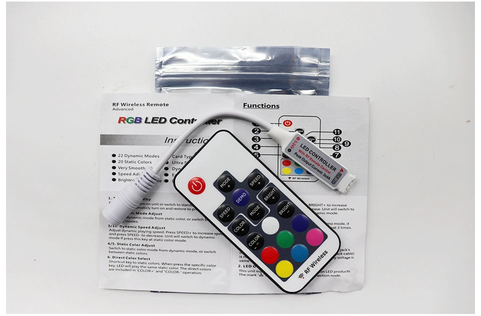 Мини Led RGB пульт дистанционного управления DC5-24V 17key RF беспроводной контроллер с 4pin Женский DC для 5050 12A RGB светодиодные ленты освещение