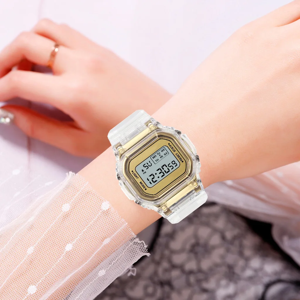 2021 Women Watch Simple Digital Luminous Electronic Fashion Transparent Bracelet Wristwatch Strap Kids Reloj Mujer | Наручные часы