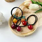 2021 новая Мультипликация очаровательный вишни заколки для волос для любителей лазить на красным бантом резиновая повязка на голову веревка японских и корейских дам ободки для волос аксессуары для волос