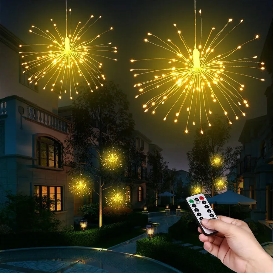 Thrisdar 120/200LED наружная подвесная струнная лампа Starburst с дистанционным фейерверком медная проволочная Гирлянда Свет DIY рождественская Свадебная вечеринка украшение