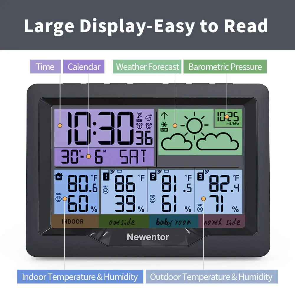 Newentor/Погодная станция с цифровой Температура термометр влажности Беспроводной