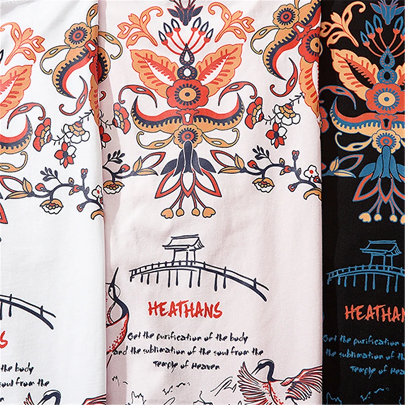 

2021 Streetwear T-shirt Hip Hop Chinese Style Printing T-shirt Short Sleeve Harajuku Cotton Casual Loose Tops Tees Shirts WY429