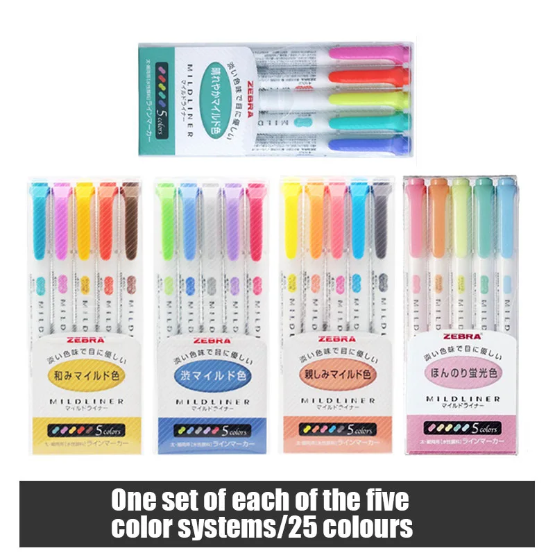 25 шт./компл. Zebra Mildliner двухцилиндровая художественная ручка маркерная авторучка