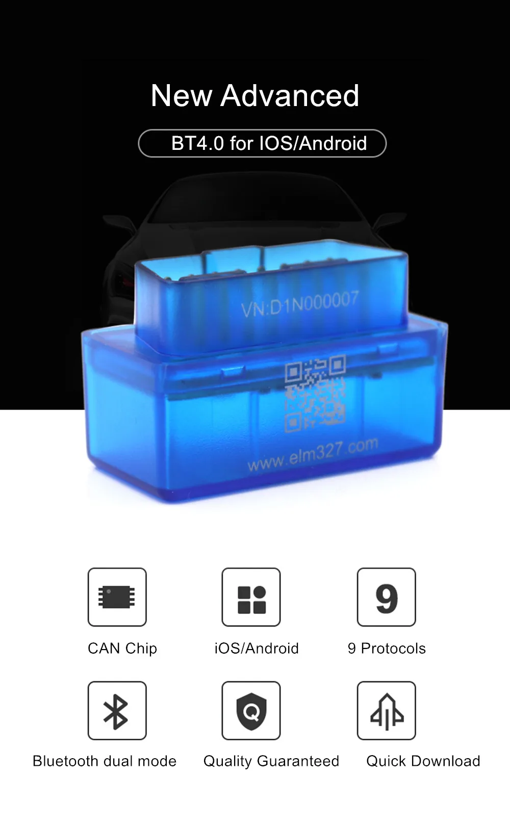 Автомобильный диагностический сканер ELM327 V1.5 ELM 327 OBD2 Bluetooth 4 0 OBDII OBD 2 считыватель